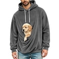 thumbnail image 2 of Feancey Kangaroo Pouch Hoodie Men for Carry Cats Dogs Pet Winter Warm Fleece Long Sleeve Pullover Hoodies Loose Drawstring Animal Holder Hooded Tops M, 2 of 6