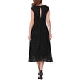thumbnail image 3 of INSPIRE CHIC Women's Lace Dress Boat Neck Cap Sleeve Cutout Back Midi Dress Black S, 3 of 6