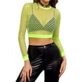thumbnail image 1 of Haut Résille pour Femmes Crop Top Résille Manches Longues Chemise Résille Haut Manches Longues Résille, 1 of 5