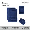 thumbnail image 3 of Juego de toallas de baño LANE LINEN Luxury, 6 piezas, 100% algodón, azul marino, 3 of 9