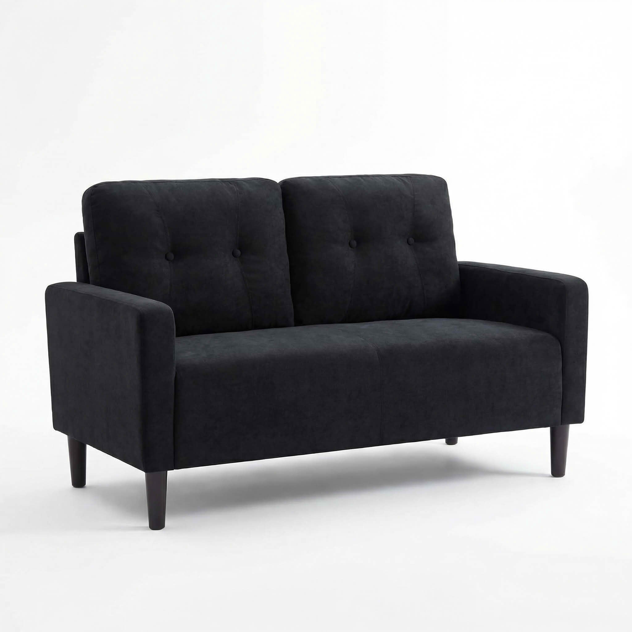 MAYEERTY 50.79" Modern Loveseat Sofa, 2-Seater Linen Blend Couch with Removable Back Cushions, Solid Wood & Metal Frame for Small Spaces