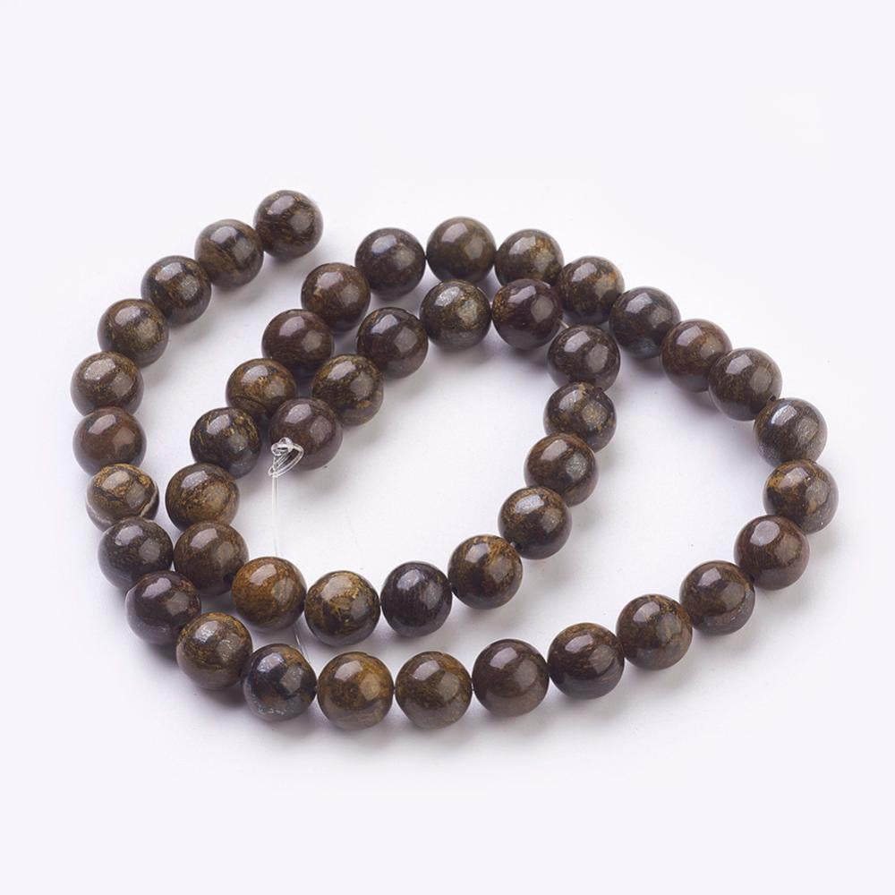 5 strand Natural Bronzite Beads Strands Round Coconut Brown 8mm Hole: 1mm