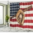thumbnail image 5 of Ambesonne American Flag Shower Curtain, Grunge Baseball, 69"Wx84"L, Brown Red Blue, 5 of 5