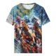 thumbnail image 4 of Tops de Cuello Redondo para las Mujeres, Nuevo Suéter de Manga Corta, Caballo Casual Impreso Top Camiseta, 4 of 5