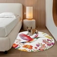 thumbnail image 2 of Round Rugs 7Ft, Spring Floral Round Area Rug Washable Indoor Throw Carpet, Summer Botanical Birds Colorful Flowers Large Non Slip Circle Rug for Dining Room Playroom Home Decor Aesthetic, 2 of 8