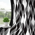 thumbnail image 4 of 2 Panels Black and White Blackout Curtains for Bedroom,Abstract Striped Grommet Window Drapes for Living Room,52x84 Inch, 4 of 7