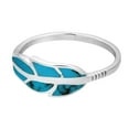 thumbnail image 6 of Floating Feather Reconstructed Blue Turquoise Inlays Sterling Silver Ring-8, 6 of 6