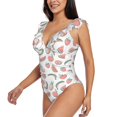 thumbnail image 3 of Yiaed Fruit Print Women's Ruffled One Piece Swimsuit V Neck Swimwear Slimming Monokini for Woman-Large, 3 of 8
