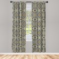 thumbnail image 3 of Ambesonne Turkish Pattern Curtains, Curly Detailed Form, Pair of 28"x63", Earth Yellow Slate Blue, 3 of 5