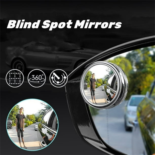 Espejo de punto ciego para automóvil Reflector retrovisor ajustable de 360° | Lente redonda de vidrio real de 2 pulgadas | Ayuda a la visibilidad de gran angular para coches, camiones, SUV | Fácil