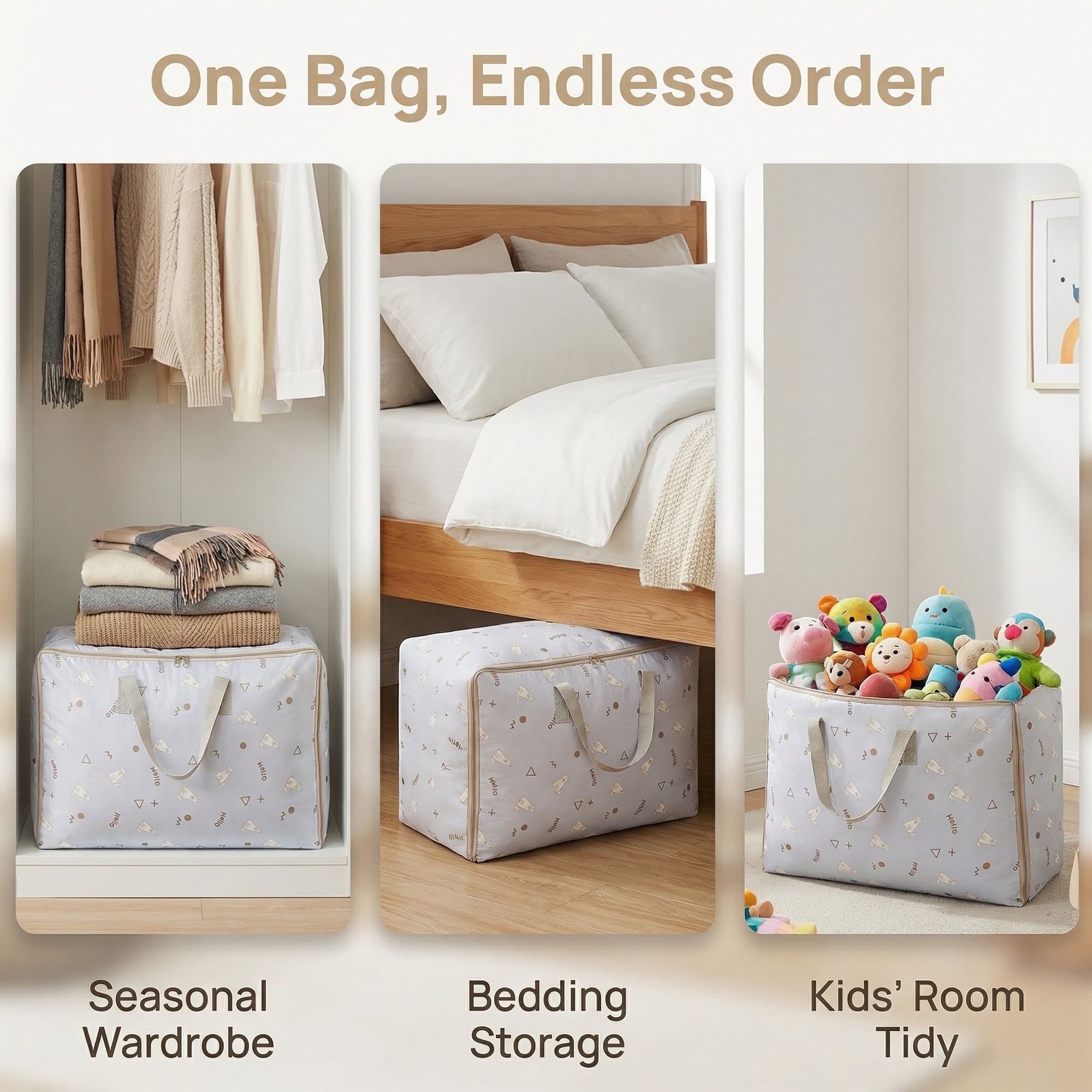 Unique Bargains Clothes Storage Bags for Organizing Clothing Light Blue 23.2"x15.7"x9.4"