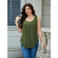 thumbnail image 4 of JYLFC Women Plus Size V Neck Tank Henley Pleated Sleeves Tops, Green 2XL, 4 of 7
