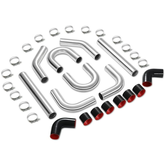 DNA Motoring 8 Pcs 90 180 Degree 3 Inch Aluminum Intercooler Intake Turbo Pipe Piping Tube Custom