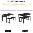 thumbnail image 4 of Kitchen Table Set, 3 Piece Dining Table and Benches, Small Rectangle Studio Desk Set, Wood Table Top with Metal Frame and 2 Benches for Kitchen Dining Room Restaurant Apartment - Space Saving, B1206, 4 of 8