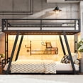 thumbnail image 2 of Leumius Twin XL over Twin XL Bunk Bed Frame with 2 Side Ladders, Metal Bunk Bed with Spdcial Support Leg Design and LED Light, Low Profile Bunk Bed for Teens Adults Black, 2 of 8