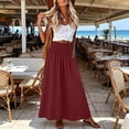 thumbnail image 2 of Maxi Skirts for Women Casual Boho Swing Pleated Beach Long Skirts Smocked Elastic High Waisted Skirts with Pockets S, 2 of 9
