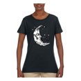 thumbnail image 2 of Wild Bobby Crescent Moon Astrology Puff Print Fashion Womens Graphic Tee, Black, Small, 2 of 6
