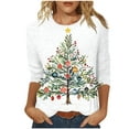 thumbnail image 2 of HOMBOM Womens Tops Crewneck Casual White Snowflakes Cute 3/4 Sleeve Christmas Shirts for Ladies, 2 of 5
