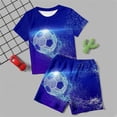 thumbnail image 3 of WOYY Boys Outfits Summer Sportswear Soccer Short Sleeve T-Shirt Shorts Set, Sizes 2-14, 3 of 3