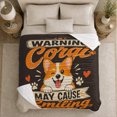 thumbnail image 5 of Playful Corgi Warning Illustration Winking Dog Orange Hearts, Playful Pet Portrait Pattern, Warm Flannel Blanket for Living Room and Reading Nook, Dog Lovers Friendship Gift, Pet Lover Home Decor, 5 of 9
