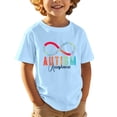 thumbnail image 3 of Boys Graphic Tees Boys Autism Awareness Print Short Sleeve Crewneck Tee Girls Tops Light Blue 13-14 Years, 3 of 5