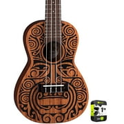 Luna UKE TRIBAL CONCERT Tribal Mahogany Concert Ukulele Satin Natural Bundle with 1 YR CPS Enhanced Protection Pack