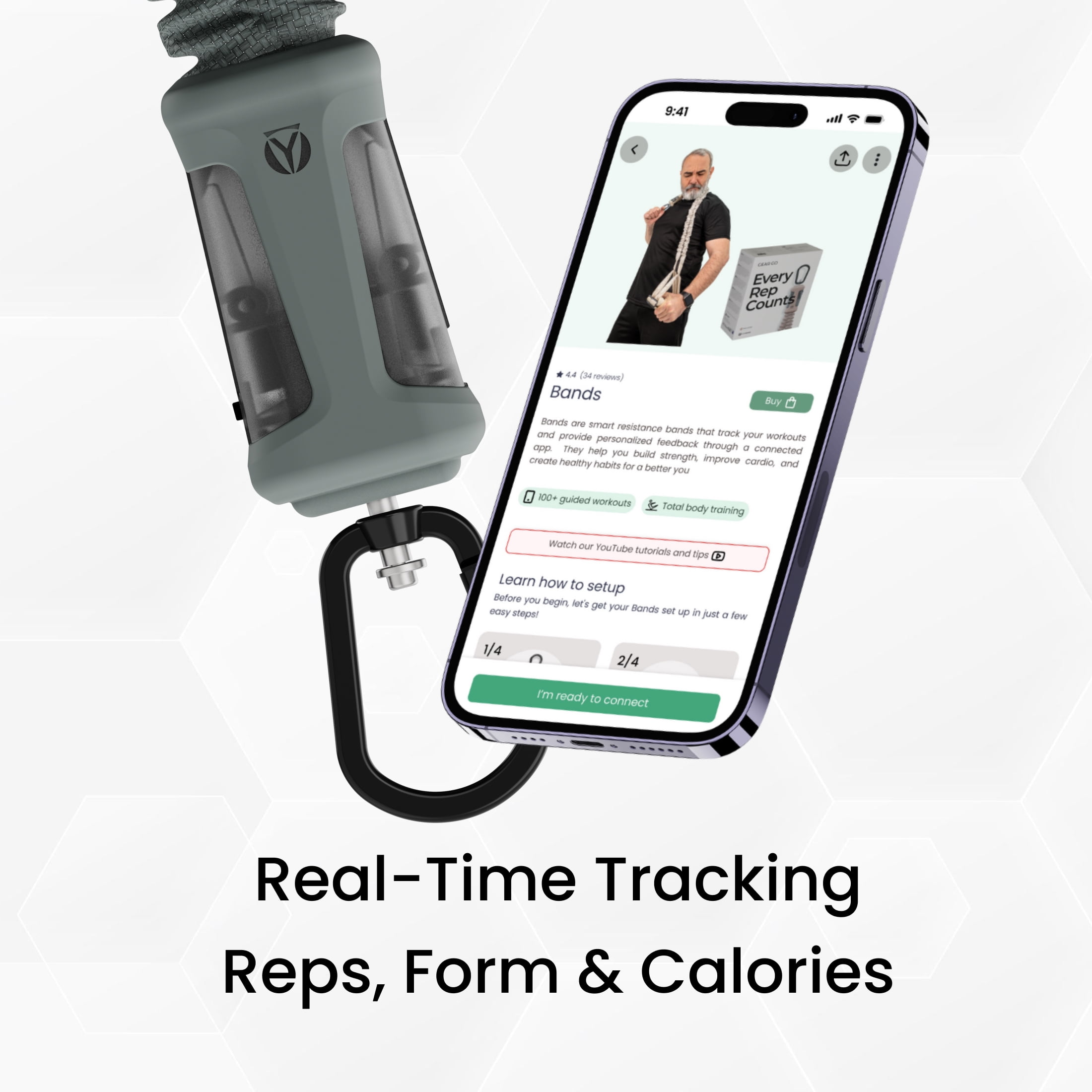 Jade Hygear Bands Smart Resistance Training System With Sensor & Lifetime Fitness App Access