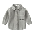 thumbnail image 3 of Usaibhir Toddler Boys Corduroy Button Down Jacket Casual Long Sleeve Shirts Ribbed Lightweight Shacket Jacket With Flap Pocket for 1-2Y Gray, 3 of 5