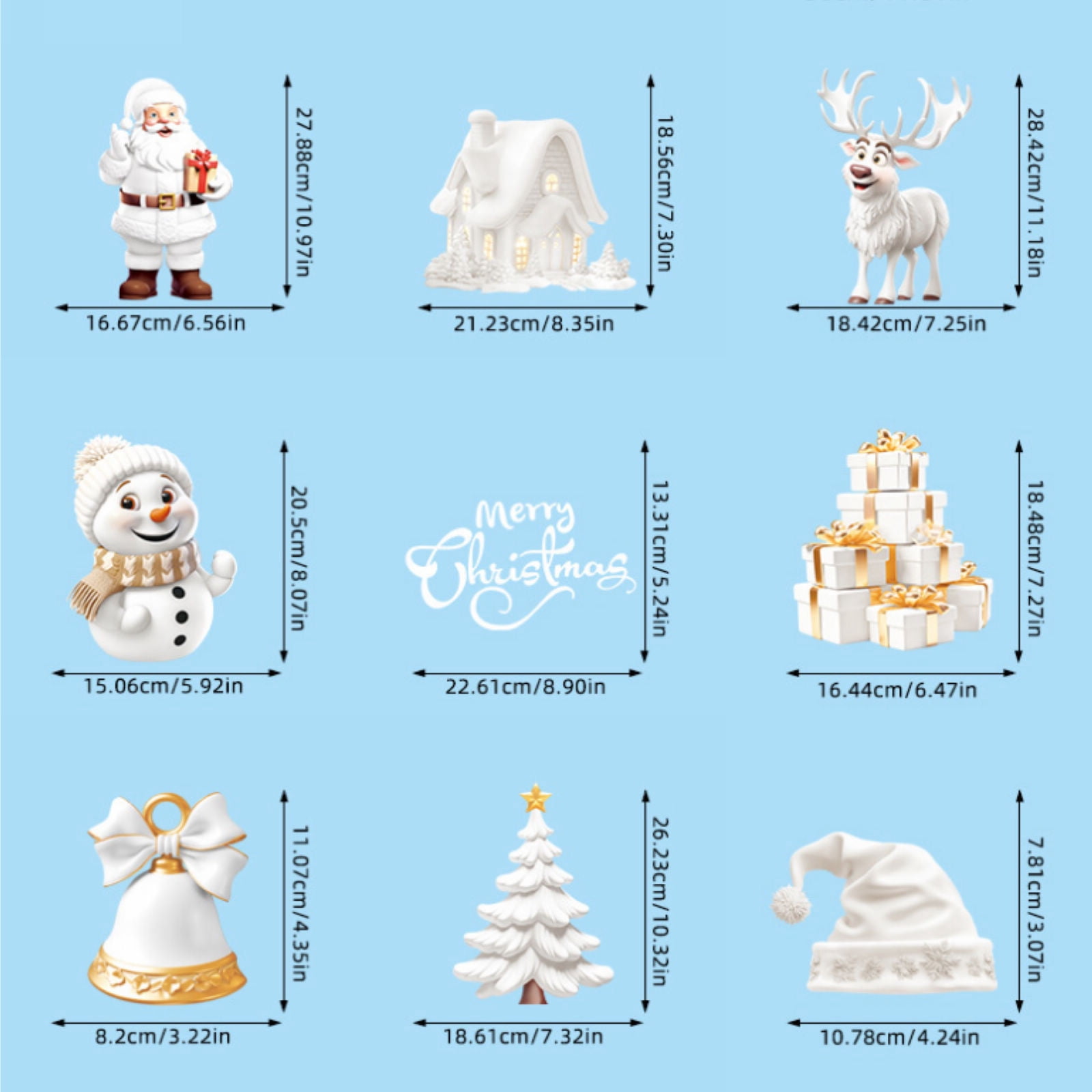 Christmas Window Clings Stickers - 9 Sheets, 80 PCS Santa, Snowman, Reindeer Decor For Indoor Windows