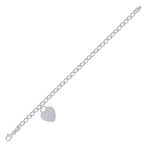 925 Sterling Silver Womens Love Heart Charm Bracelet 7.5 Inch 21.7x15.9mm Wide Charm Bracelet for Women