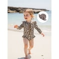 thumbnail image 4 of BemeyourBBs Toddler Baby Girl Floral Swimsuit Infant Girl Bathing Suit One Piece Swimsuits with Sun Hat Set Long Sleeve Rash Guard Swimwear Zipper Summer Beach Wear, 4 of 9