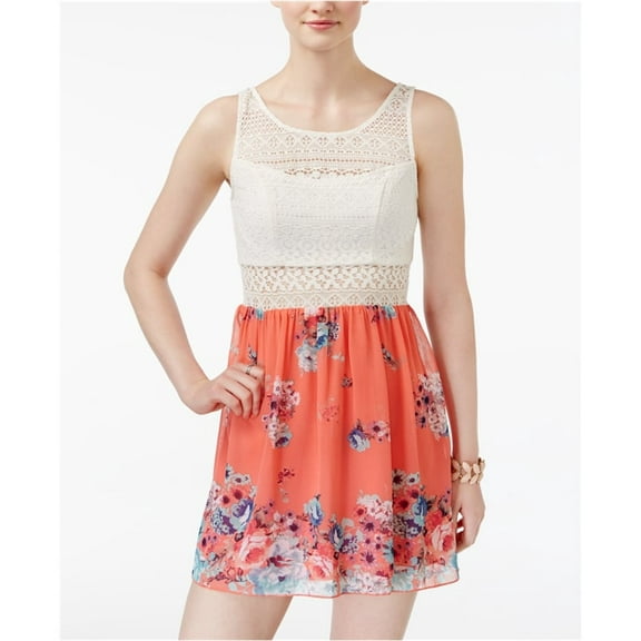 Trixxi Womens Crochet Top A-line Dress, Pink, Juniors, 1