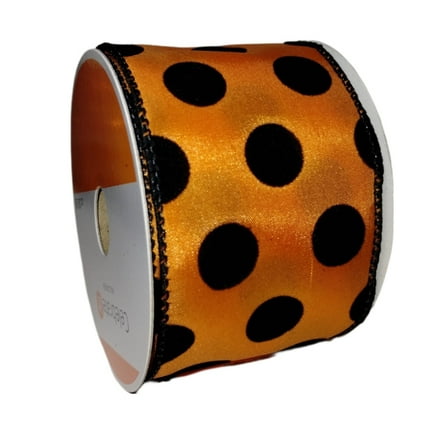 Celebrate it Halloween Black Dots Wired Ribbon 2.5inx25ft