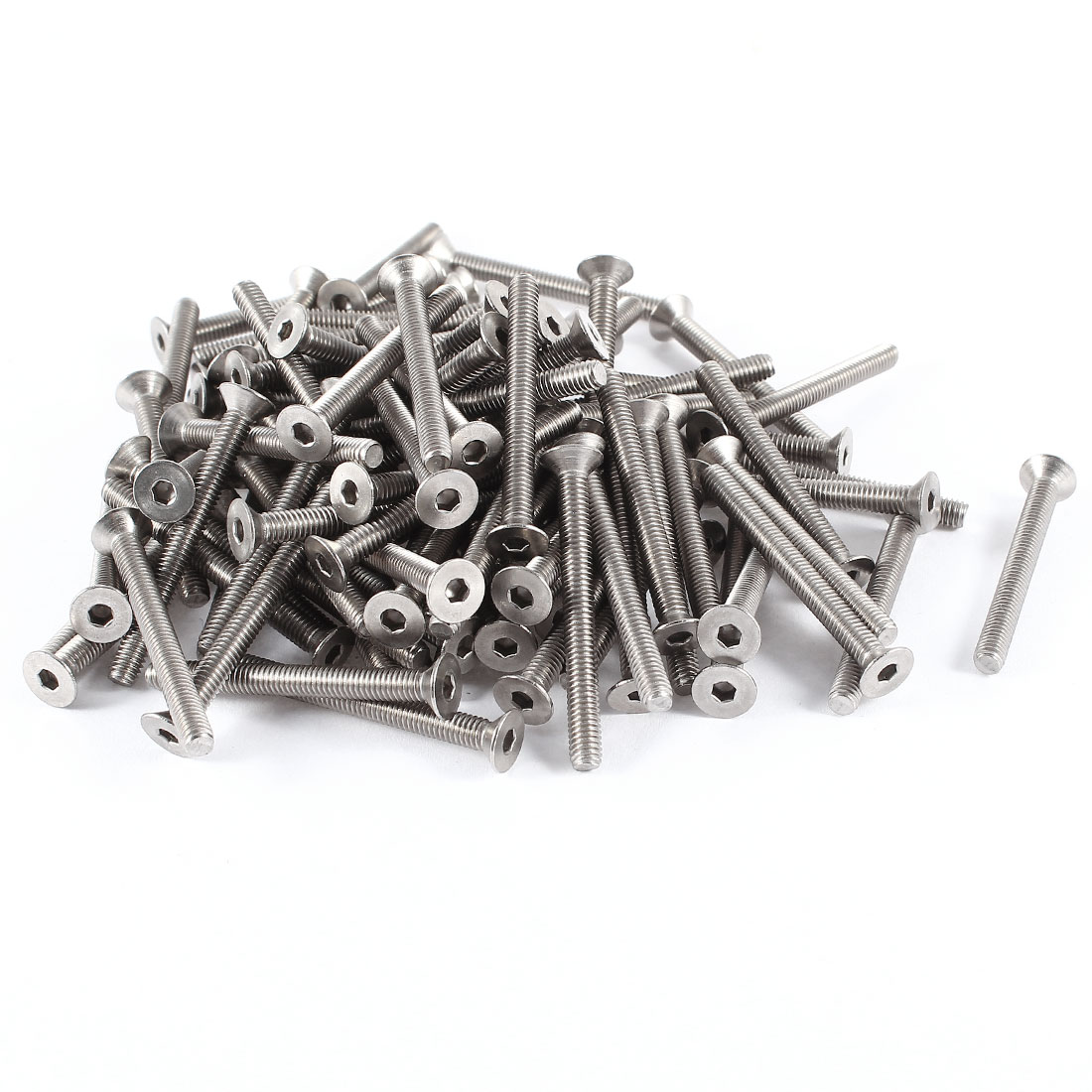 Senmubery 100 Pieces 304HC Vis a tete fraisee a tete hexagonale en acier inoxydable Vis a boulons plats M2 x 5mm