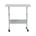 thumbnail image 4 of Mobile Standing Desk Cart, Height Adjustable Rolling Stand up Desk, Computer Workstation for Office/School/Teachers, Steel Removable Table with Wheels, Chipboard Side Table with Baffle, White, 4 of 7