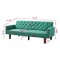 thumbnail image 6 of Button Design Futon Sofa Bed with 5 Wood Legs, Linen Convertible Double Folding Futon Reclining Sleeper Sofa Couch with Adjustable Backrest, Green, 6 of 7