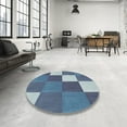 thumbnail image 4 of Ahgly Company Machine Washable Indoor Rectangle Transitional Blue Jay Blue Area Rugs, 8' x 12', 4 of 7