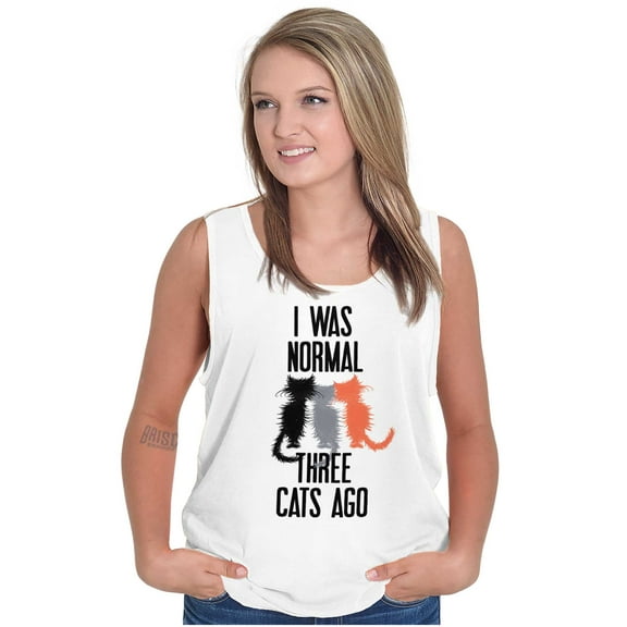 I Was Normal Three Cats Ago Hilarious Tank Top Tee Shirt Women Brisco Brands S