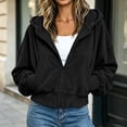 thumbnail image 2 of Hurxie Women's Fall Zip Up Hoodies Sweatshirts, Long Sleeve Pockets, Drawstring Hooded, Loose Fit, Trendy Y2K, Track Jackets, Spring Winter Clothing, 2 of 7