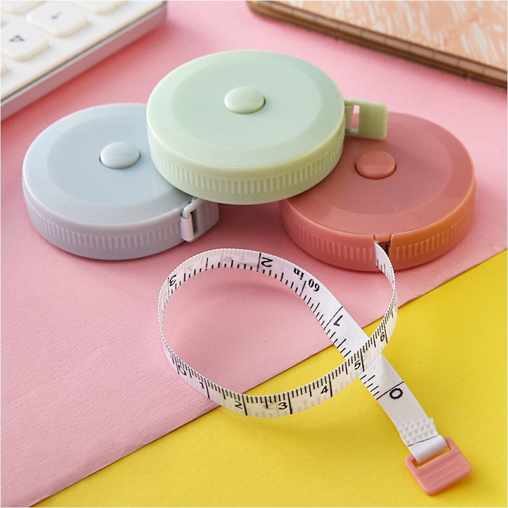 Soft Tape Measure 1.5m Retractable Ruler Tape Measure Waist Button Portable Waist Measuring Tape Measure, Blue