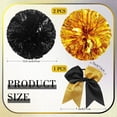 thumbnail image 2 of Set of 3 12 Inch Cheerleading Pom Poms and Large Cheerleader Ponytail Bow Holder for Girl Large Metallic Cheerleader Pom Poms for Sports Team Cheering (Gold and Black), 2 of 6