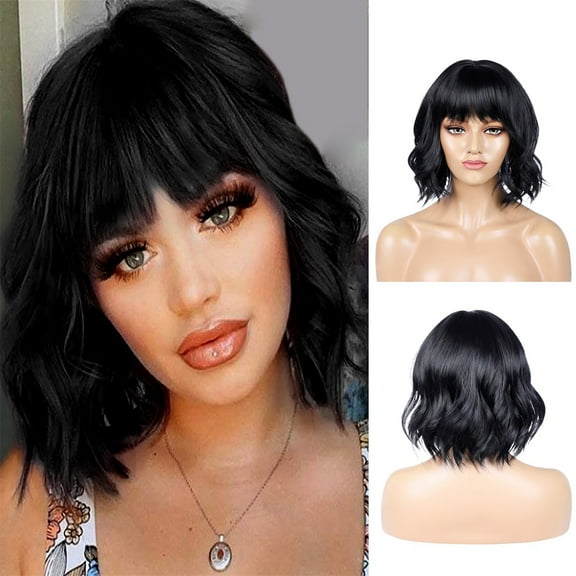 DOPI WEIKI Women's Wigs Mid-point Dyed Black Gradient Brown Long Curly Hair Big W^aves