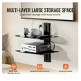 thumbnail image 4 of Wall Mounted AV Media Stand, 2 Tier Floating Shelf for Record Player - Adjustable Height, Tempered Glass Audio Rack for Stereo, Projector, Cable Management, 4 of 7