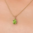 thumbnail image 3 of Gem Stone King 10K Yellow Gold Green Peridot Pendant Necklace for Women | 1.09 Cttw | Gemstone August Birthstone | Pear Shape 8X6MM | With 18 inch Chain, 3 of 6
