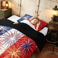 thumbnail image 4 of Manfei Firework Star Twin Comforter Sets, Red White Blue Stripe Bedding Set, Black Reversible 2-Piece, 1 Comforter and 1 Pillowcase, 4 of 6