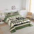 thumbnail image 2 of Happy Camping Bedding for Girls,Camper Comforter Set for Travel Trailers,RV Camping Car Down Comforter Twin,Retro Wood Rustic Farmhouse Style Beige Green Striped Quilt Camper Accessories for Inside, 2 of 5