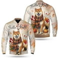 thumbnail image 3 of Hello Fall Shiba Inu Scarf Welcome Autumn with Leaves Pumpkins All Over Print 3D Baseball Jacket Shibas Dog Lovers Gifts Idea Bomber Jacket Softball - 00011, 3 of 6