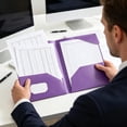 thumbnail image 5 of Two Pocket Folders Plastic Document Organizer Folder with Flap Double Pocket Presentation Folders Purple, 5 of 6