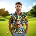 thumbnail image 5 of HOMYGIFTS Custom Face Stained Glass Golf Polo Shirt, Personalized Men’s Short Sleeve Sports Polo with Photo, Colorful Artistic Print, 5 of 10