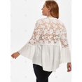 thumbnail image 3 of Botón de bucle del cordón del ganchillo V cuello más el tamaño de la blusa Rosegal Blusas Tallas Grandes, 3 of 5